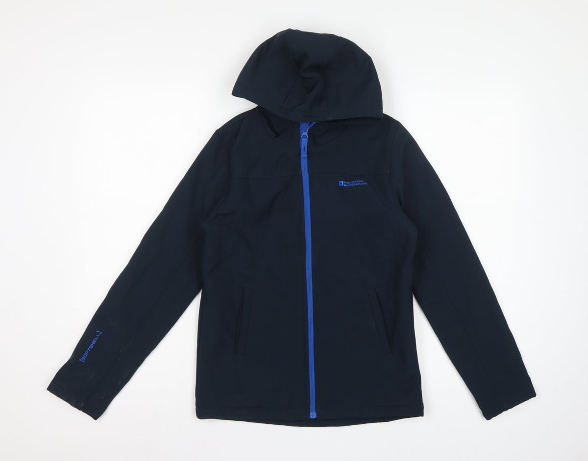 Mountain Warehouse Boys Black 11-12 Years Softshell Hooded Jacket