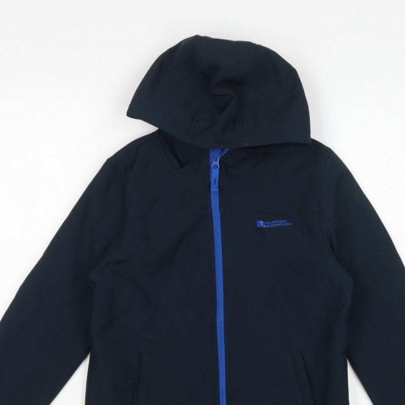 Mountain Warehouse Boys Black 11-12 Years Softshell Hooded Jacket