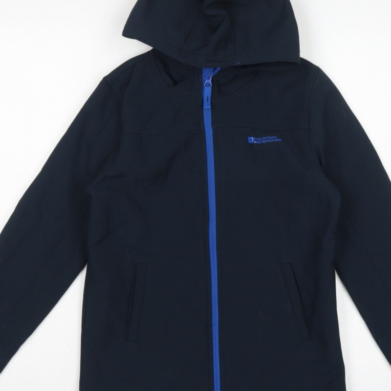 Mountain Warehouse Boys Black 11-12 Years Softshell Hooded Jacket
