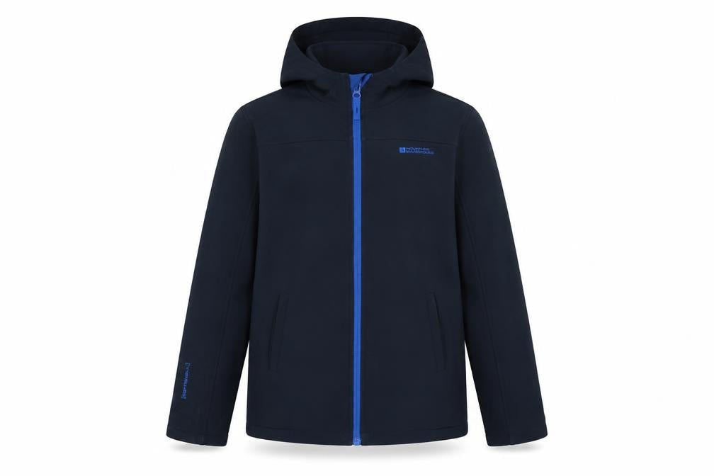 Mountain Warehouse Boys Black 11-12 Years Softshell Hooded Jacket