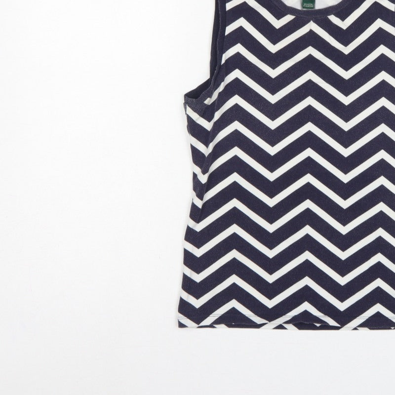Lauren Ralph Lauren Women Blue White XS Chevron Jersey Tank Top