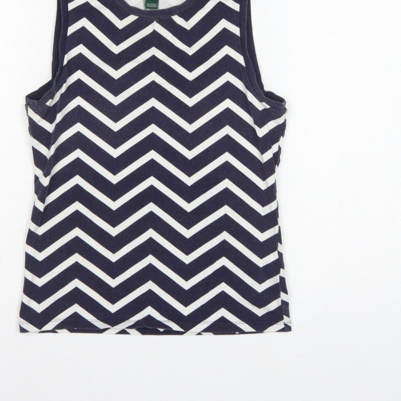 Lauren Ralph Lauren Women Blue White XS Chevron Jersey Tank Top