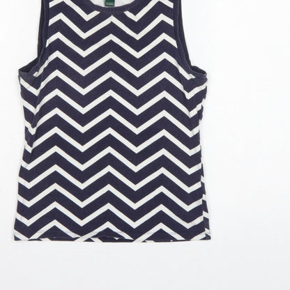 Lauren Ralph Lauren Women Blue White XS Chevron Jersey Tank Top