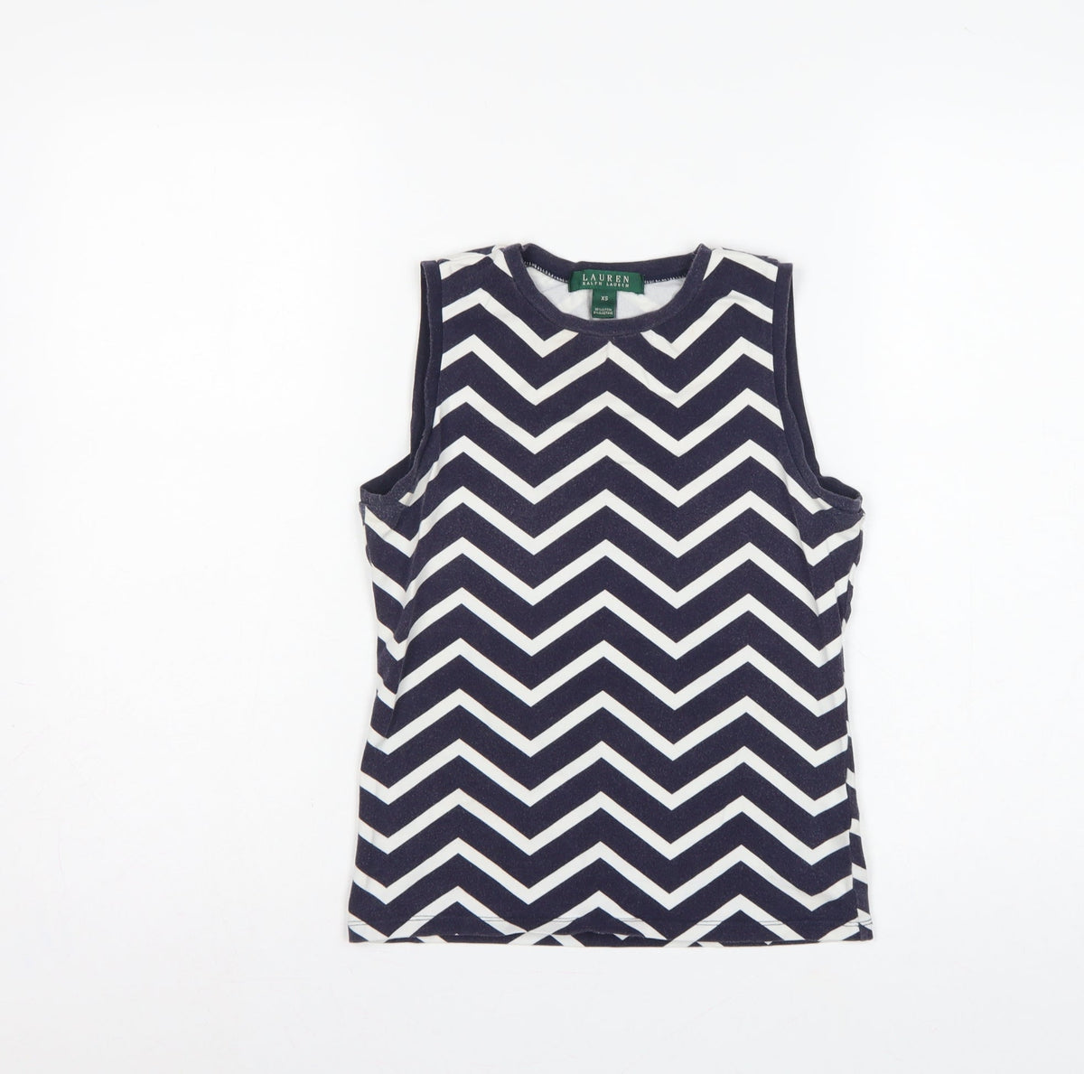 Lauren Ralph Lauren Women Blue White XS Chevron Jersey Tank Top