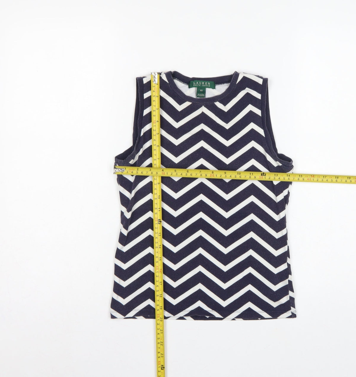 Lauren Ralph Lauren Women Blue White XS Chevron Jersey Tank Top
