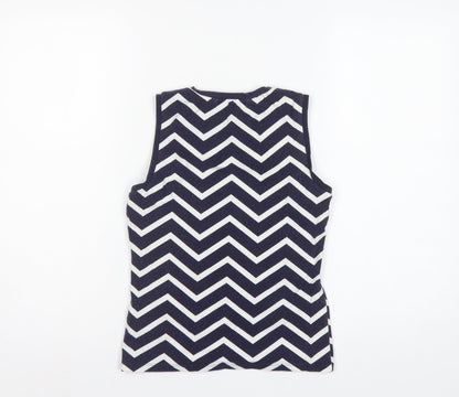 Lauren Ralph Lauren Women Blue White XS Chevron Jersey Tank Top