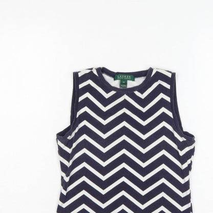 Lauren Ralph Lauren Women Blue White XS Chevron Jersey Tank Top