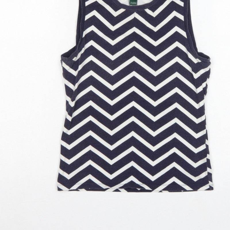 Lauren Ralph Lauren Women Blue White XS Chevron Jersey Tank Top