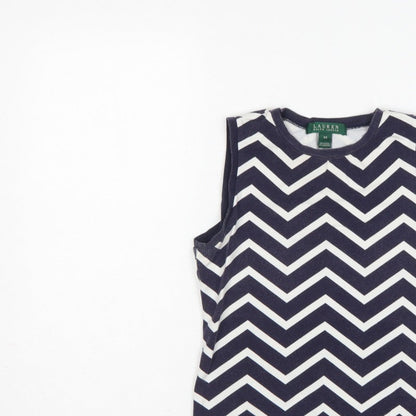 Lauren Ralph Lauren Women Blue White XS Chevron Jersey Tank Top