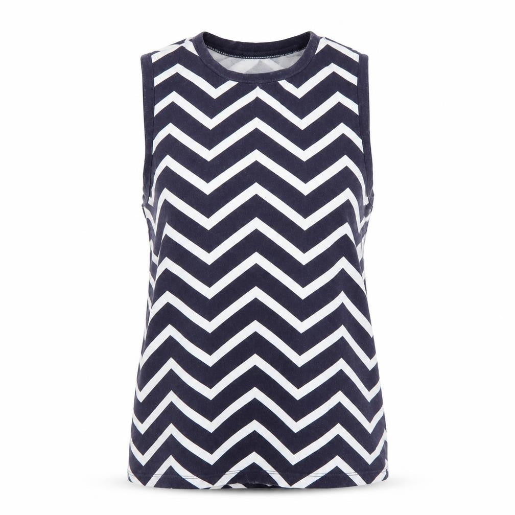 Lauren Ralph Lauren Women Blue White XS Chevron Jersey Tank Top