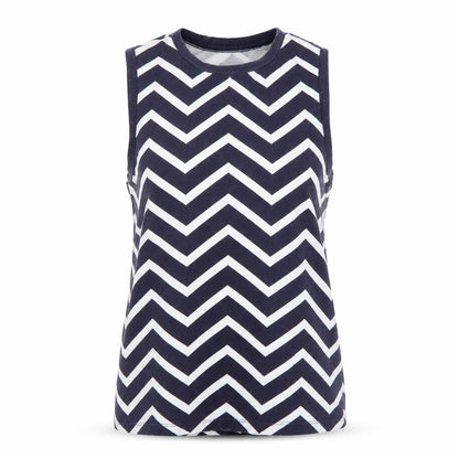Lauren Ralph Lauren Women Blue White XS Chevron Jersey Tank Top