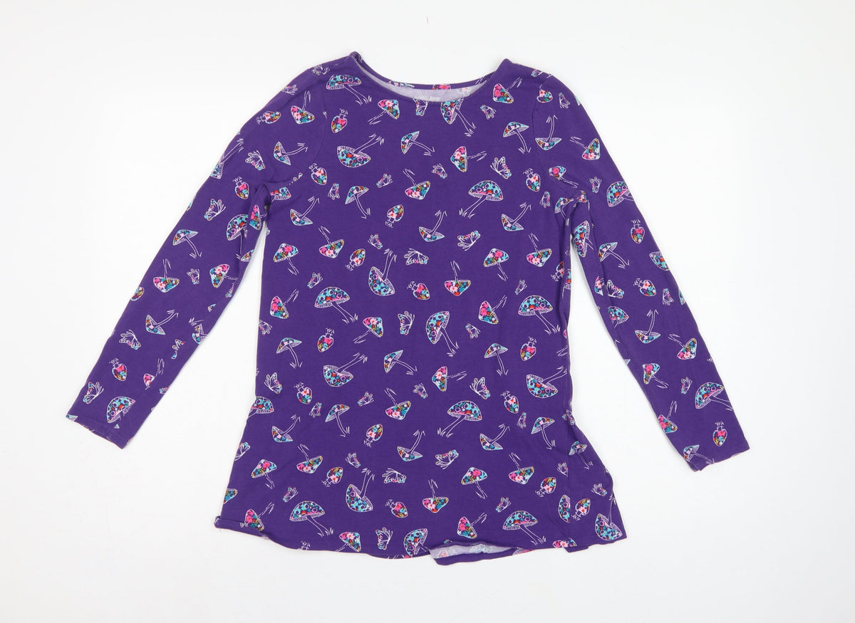 Lands' End Teens Purple Mushroom Print Long Sleeve Ruffle Tunic Size 10