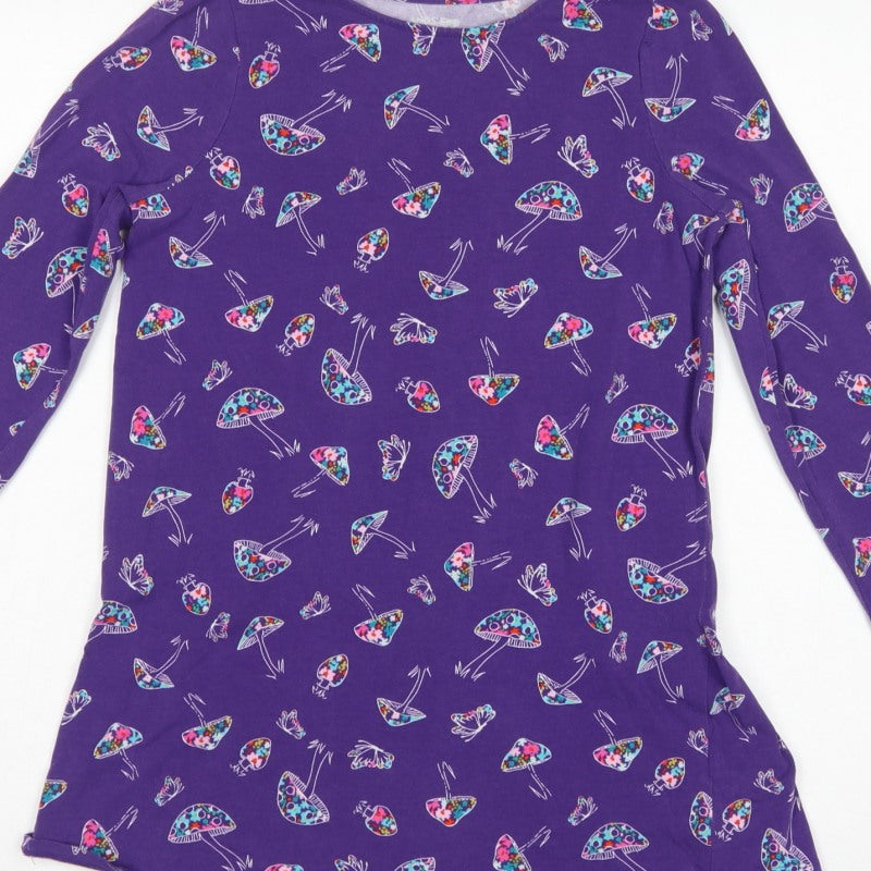 Lands' End Teens Purple Mushroom Print Long Sleeve Ruffle Tunic Size 10