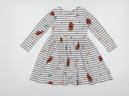 Joules Girls Multicoloured 6 Years Gruffalo Striped Fit & Flare Dress