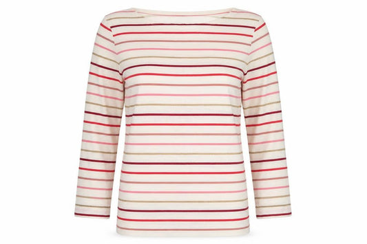 Crew Clothing Company Women’s Ivory Stripe Jersey Top UK 10 3/4 Sleeve