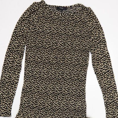 Next Women Black Beige Size 8 Fit & Flare Animal Print Midi Dress