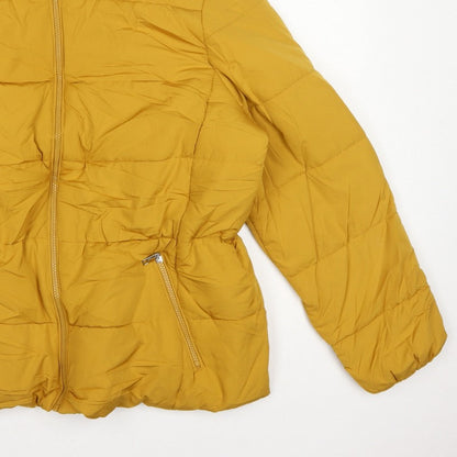 Marks and Spencer Women Yellow UK 18 Puffer Jacket Quilted Insulated