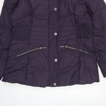 Per Una Women’s Purple M Hooded Down Puffer Jacket Mid-Length
