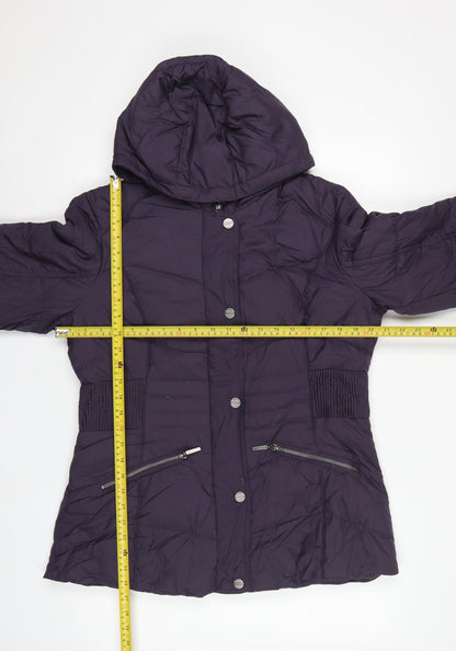 Per Una Women’s Purple M Hooded Down Puffer Jacket Mid-Length