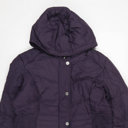 Per Una Women’s Purple M Hooded Down Puffer Jacket Mid-Length
