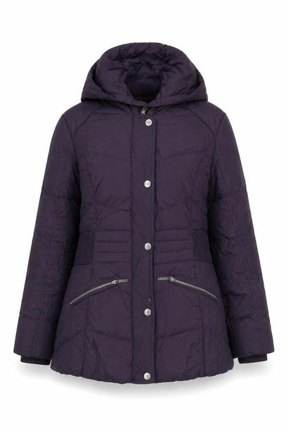 Per Una Women’s Purple M Hooded Down Puffer Jacket Mid-Length