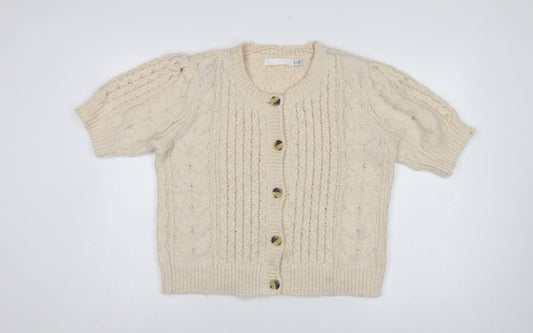 Vero Moda Women’s Ivory XL Cable Knit Short Sleeve Cardigan