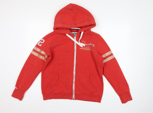 Superdry Women Red UK 14 Full Zip Hooded Track & Field Hoodie