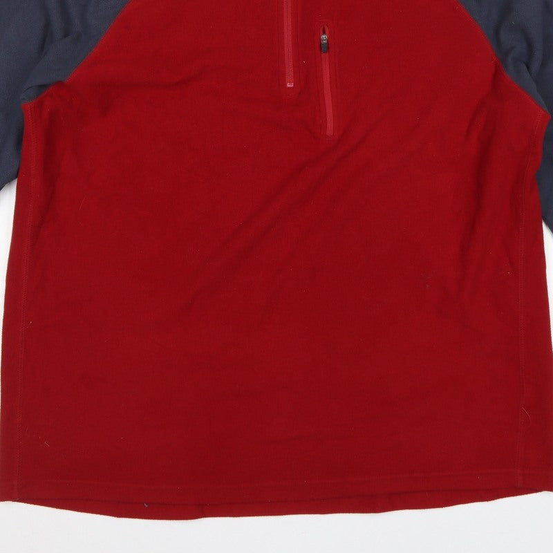Peter Storm Men's Red Grey 2XL 1/4 Zip Thermal Fleece Sweatshirt