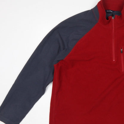 Peter Storm Men's Red Grey 2XL 1/4 Zip Thermal Fleece Sweatshirt