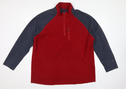 Peter Storm Men's Red Grey 2XL 1/4 Zip Thermal Fleece Sweatshirt