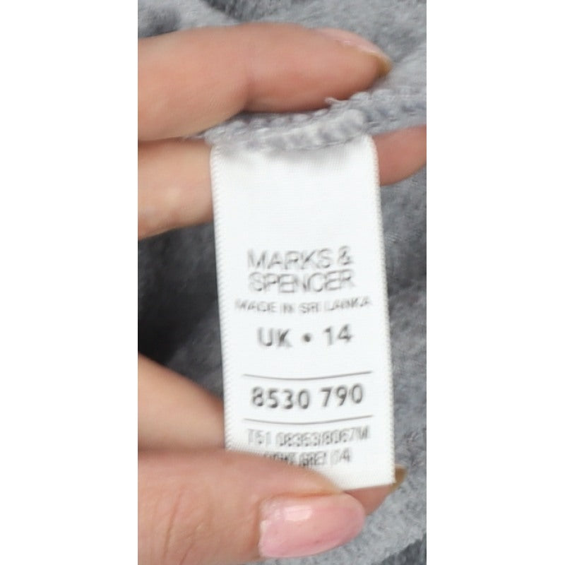 Marks and Spencer Women Grey UK 14 Fleece Full Zip Basic Jacket