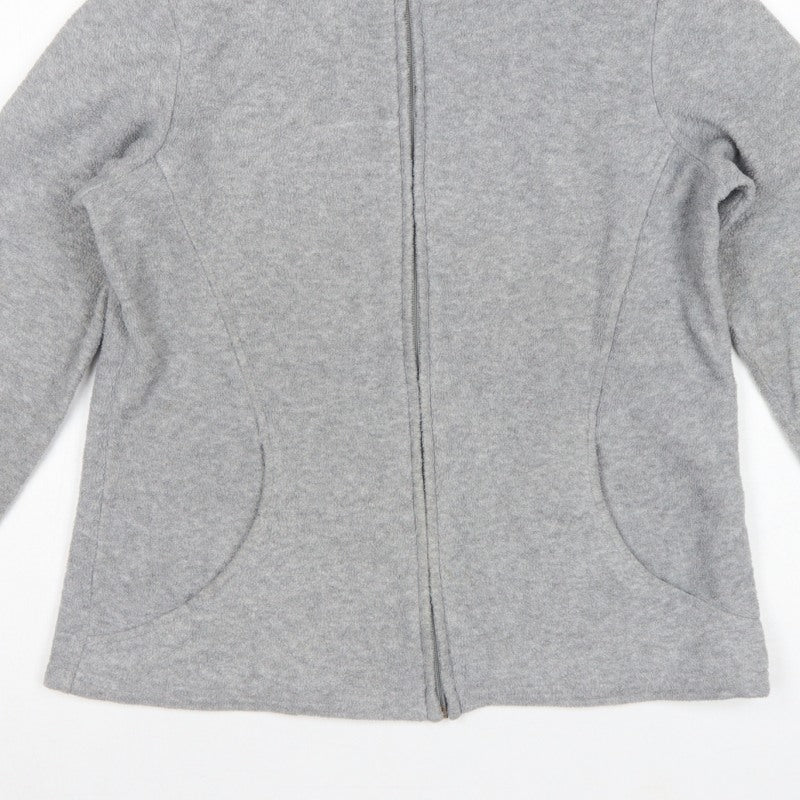 Marks and Spencer Women Grey UK 14 Fleece Full Zip Basic Jacket