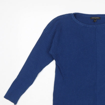 Banana Republic Women Blue M Rib Knit Crew Neck Pullover Jumper