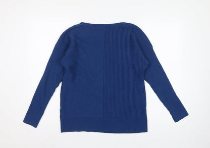 Banana Republic Women Blue M Rib Knit Crew Neck Pullover Jumper