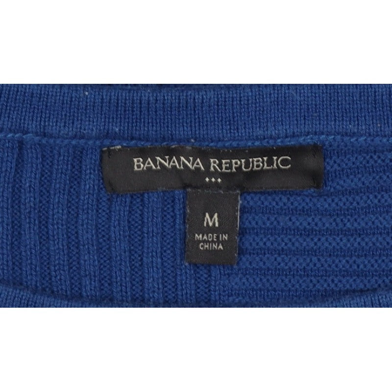 Banana Republic Women Blue M Rib Knit Crew Neck Pullover Jumper