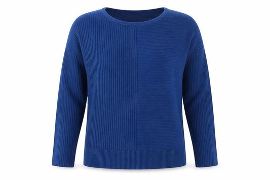 Banana Republic Women Blue M Rib Knit Crew Neck Pullover Jumper