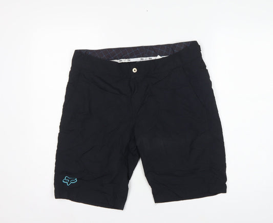 Back view of Fox Men's Black L Biker MTB Shorts Adjustable Waist Zip Pockets