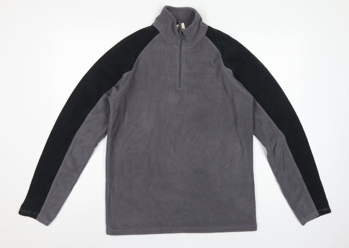 Mountain Warehouse Men’s Grey Black S 1/4 Zip Fleece Sweatshirt