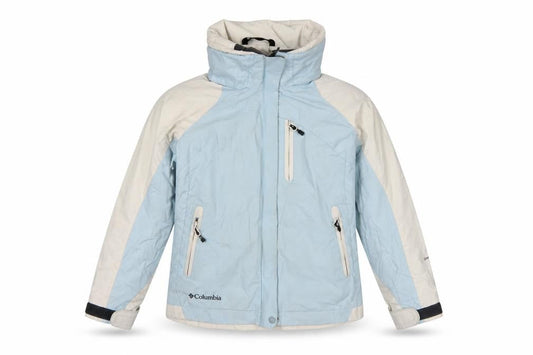 Front view of Columbia unisex kids blue 7-8 years omni-tech ski jacket