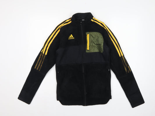 Adidas Men’s Black Yellow S Fleece Full Zip Sports Jacket