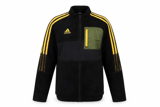 Adidas Men’s Black Yellow S Fleece Full Zip Sports Jacket