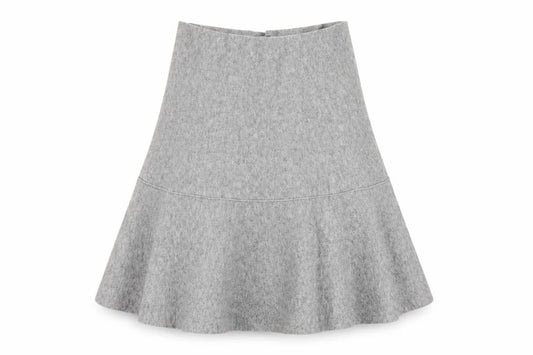 Zara Women Grey M A-Line Flare Short Knit Skirt