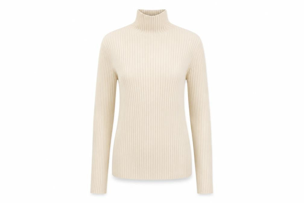 Zara Women’s Ivory UK 12 Ribbed Roll Neck Slim Fit Jumper