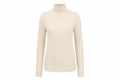 Zara Women’s Ivory UK 12 Ribbed Roll Neck Slim Fit Jumper