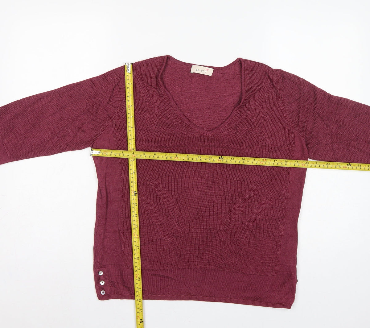 Per Una Women Purple Linen Cotton Knit Jumper UK 16 3/4 Sleeve