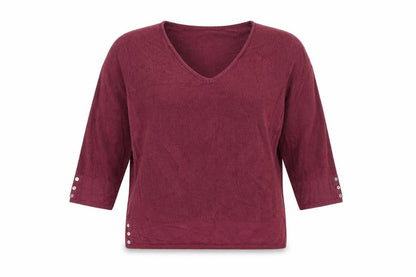 Per Una Women Purple Linen Cotton Knit Jumper UK 16 3/4 Sleeve