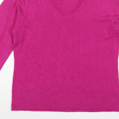 Per Una Women’s Pink Cashmere V-Neck Pullover Jumper UK 16