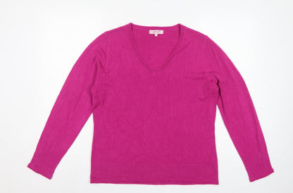 Per Una Women’s Pink Cashmere V-Neck Pullover Jumper UK 16