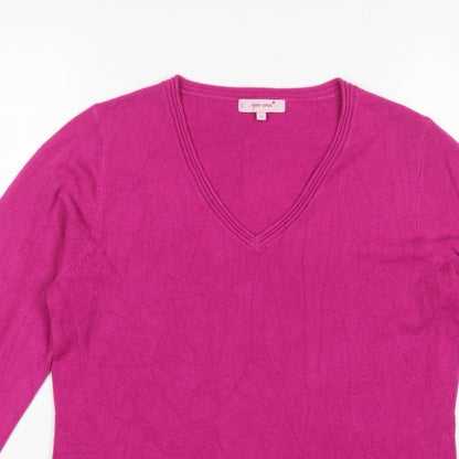 Per Una Women’s Pink Cashmere V-Neck Pullover Jumper UK 16
