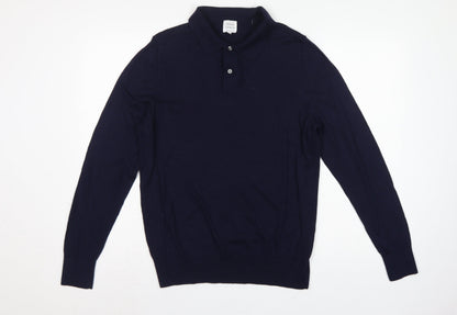 John Lewis Men’s Navy Blue L Merino Wool Collared Henley Jumper